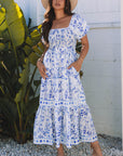 Lea Floral Square Neck Maxi Dress