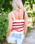 Stars and Stripes Flag Pattern Knitted Tank