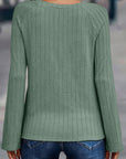 Sawyer Ribbed Round Neck Knit Long Sleeve Top