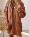 Cable Knit Drop Shoulder Sweater Dress
