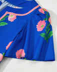 Floral Split Neck Mini Dress