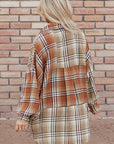 Plaid Colorblock Patchwork Snap Buttoned Shacket