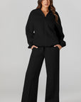 Solid Zip-Up Jacket and Drawstring Pants Set