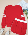 Varsity Stripe Pullover and Mini Skirt Set