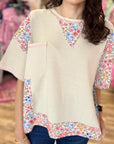 Floral Patchwork Chest Pocket T-Shirt