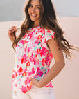 Marlee Floral Flutter Sleeve Casual Blouse