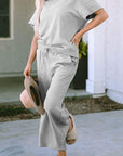 Textured Top and Pants Set