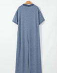 Emmie Half Placket Chest Pockets Wide Leg Jumpsuit