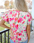 Marlee Floral Flutter Sleeve Casual Blouse