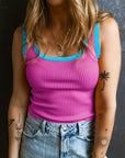 Colorblock Edge Ribbed Tank Top