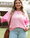 Reagan Plus Size Stripe Patchwork Top