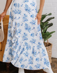 Salma Boho Floral High Waist Ruffle Split Maxi Skirt