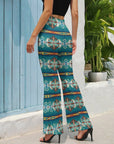 Teal Aztec Flare Pants