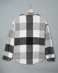 Plaid Button-Up Long Sleeve Pocketed Shacket