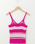 Stripe Adjustable Strap Sweater Tank