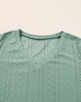 Lakelynn Petal Sleeve Jacquard V Neck Plus Size Blouse