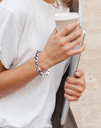 Agate Black and White Stretch Bracelet