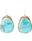 Agave Genuine Blue Turquoise and Golden Drop Earrings