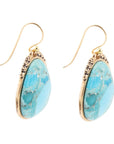 Agave Genuine Blue Turquoise and Golden Drop Earrings
