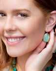 Agave Genuine Blue Turquoise and Golden Drop Earrings