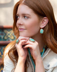 Agave Genuine Blue Turquoise and Golden Drop Earrings