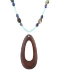 Ajo Blue Abalone and Amazonite Wood Pendant Necklace