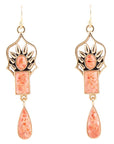 Albie Orange Sponge Coral and Golden Drop Earrings