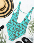 Yeehaw Turquoise Horseshoe One-Piece Swimsuit