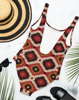 Yeehaw Rust Aztec One-Piece Swimsuit