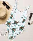 Yeehaw Turquoise Running Horse Headdress One-Piece Swimsuit