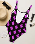 Yeehaw Purple Neon Cactus One-Piece Swimsuit