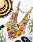 Yeehaw Vintage Rodeo Poster One-Piece Swimsuit