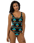 Yeehaw Black Aztec One-Piece Swimsuit