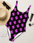 Yeehaw Purple Neon Cactus One-Piece Swimsuit