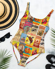 Yeehaw Vintage Rodeo Poster One-Piece Swimsuit