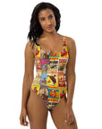 Yeehaw Vintage Rodeo Poster One-Piece Swimsuit