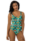 Yeehaw Turquoise Aztec One-Piece Swimsuit