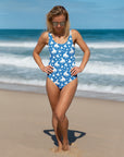 Yeehaw Blue Rodeo Cowboy One-Piece Swimsuit