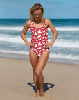 Yeehaw Red Rodeo Cowboy One-Piece Swimsuit