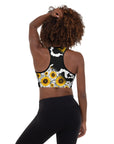 Cow Print Sunflower Sports Bra
