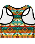 Mustard Aztec Padded Sports Bra