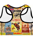 Vintage Rodeo Poster Padded Sports Bra