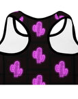 Purple Neon Cactus Padded Sports Bra
