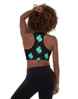 Turquoise Neon Cactus Padded Sports Bra