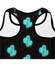 Turquoise Neon Cactus Padded Sports Bra