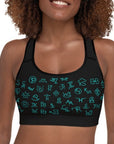 Turquoise Cattle Brands Sports Bra