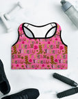 Hot Pink Yeehaw Padded Sports Bra