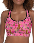 Hot Pink Yeehaw Padded Sports Bra