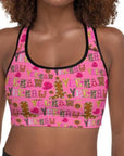 Hot Pink Yeehaw Padded Sports Bra