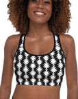 White Aztec Padded Sports Bra